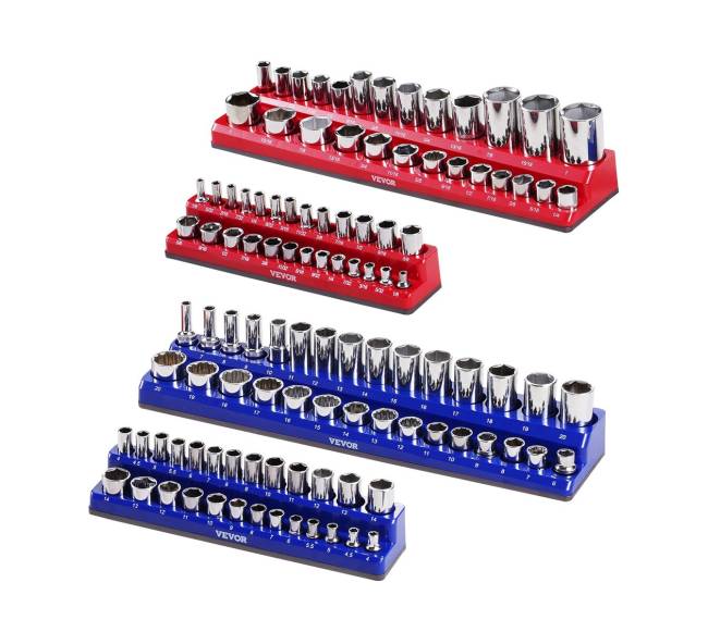 Magnetinis lizdų laikiklis 4 vnt. rinkinyje SAE ir metriniai0