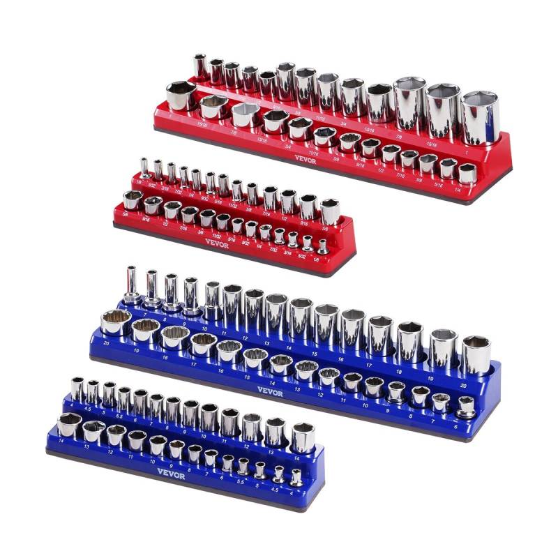 Magnetinis lizdų laikiklis 4 vnt. rinkinyje SAE ir metriniai0