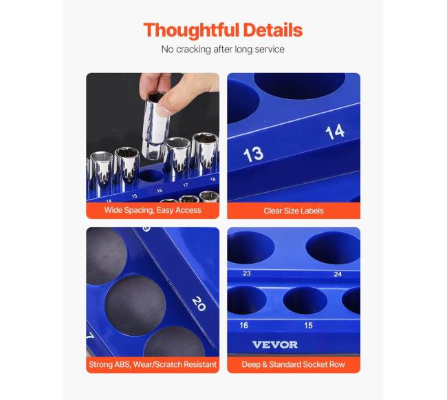 Magnetinis lizdų laikiklis 4 vnt. rinkinyje SAE ir metriniai4