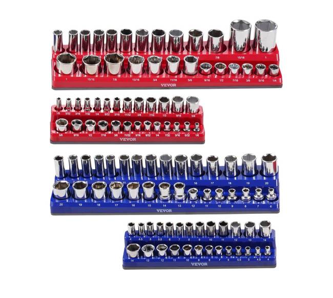 Magnetinis lizdų laikiklis 4 vnt. rinkinyje SAE ir metriniai8