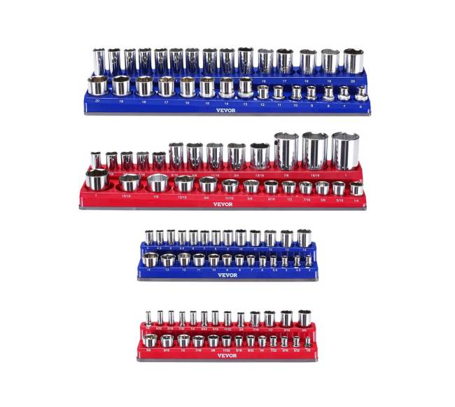 Magnetinis lizdų laikiklis 4 vnt. rinkinyje SAE ir metriniai10