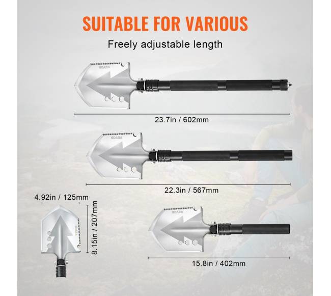 Išgyvenimo kastuvas 8 in 1 sulankstomas įrankis2