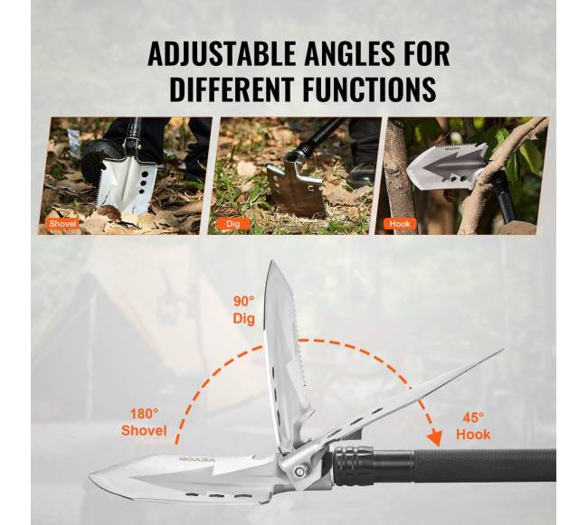 Išgyvenimo kastuvas 8 in 1 sulankstomas įrankis4