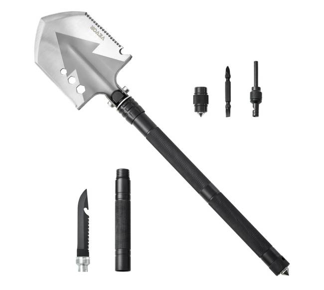 Išgyvenimo kastuvas 8 in 1 sulankstomas įrankis9