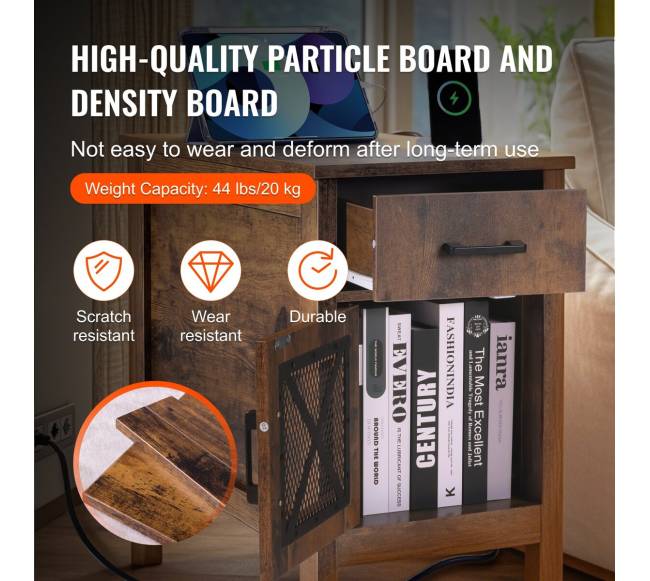 Kaimiško stiliaus staliukas su USB ir lizdais2