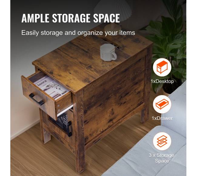 Kaimiško stiliaus staliukas su USB ir lizdais3