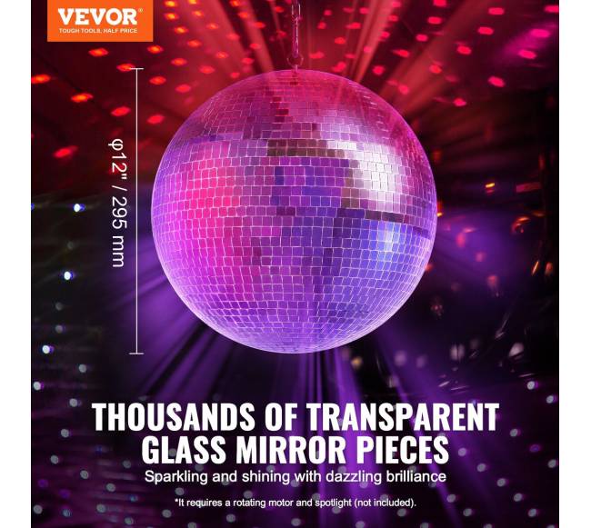 Veidrodinis 30 cm disko kamuolys su pakabuku1