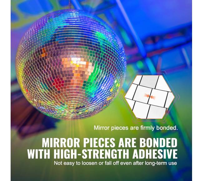 Veidrodinis 30 cm disko kamuolys su pakabuku2