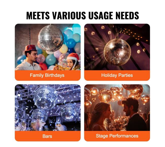 Veidrodinis 30 cm disko kamuolys su pakabuku4