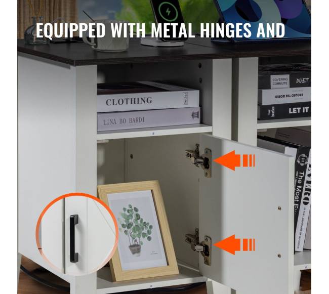 kaimiško stiliaus baltas naktinis staliukas su USB4