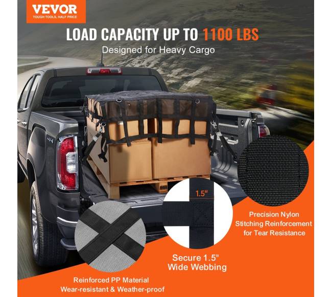 Krovinių tinklas 183 x 145 cm su reguliuojamais užsegimais1