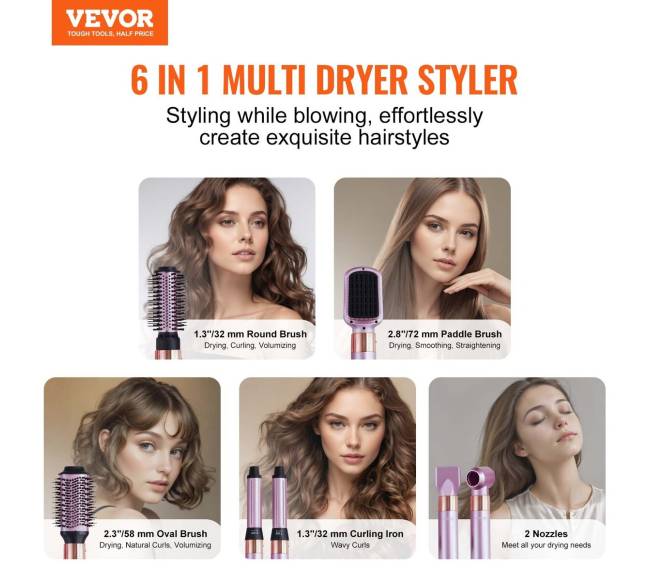 Plaukų džiovintuvas šepetys 6-in-1 modeliavimo įrankis1