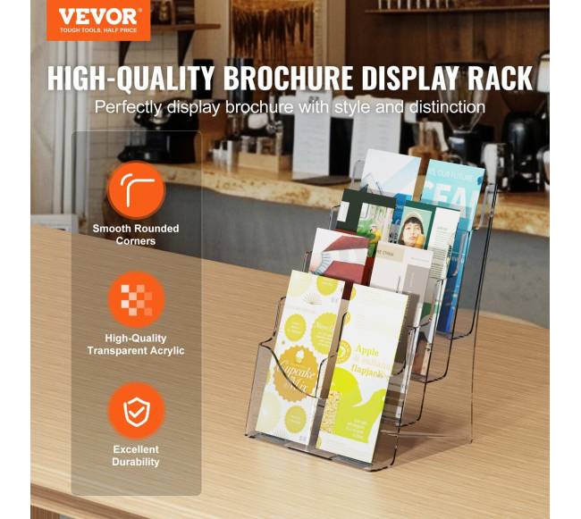 Akrilo brošiūrų laikiklis 4-jų lygiu1