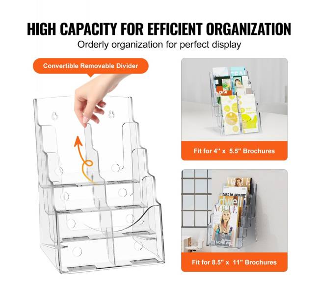 Akrilo brošiūrų laikiklis 4-jų lygiu2