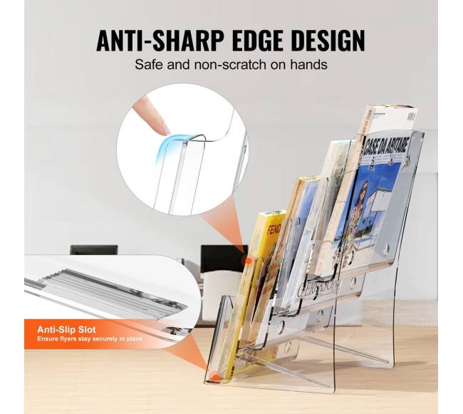 Akrilo brošiūrų laikiklis 4-jų lygiu3