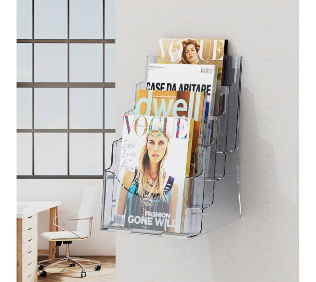 Akrilo brošiūrų laikiklis 4-jų lygiu7