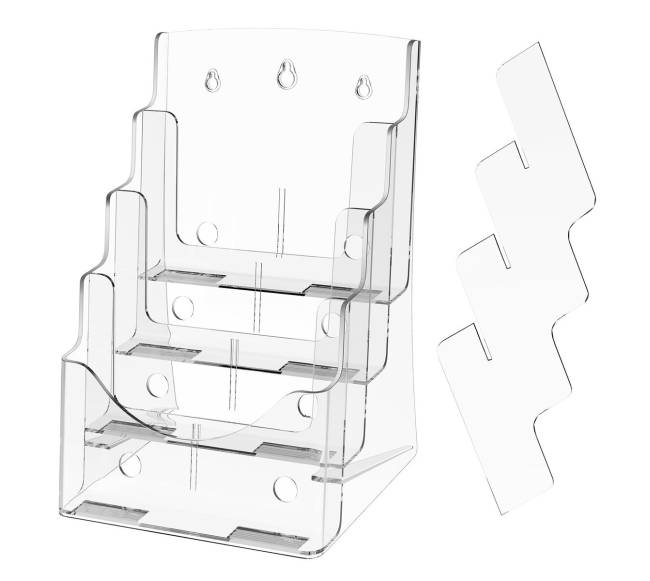 Akrilo brošiūrų laikiklis 4-jų lygiu8