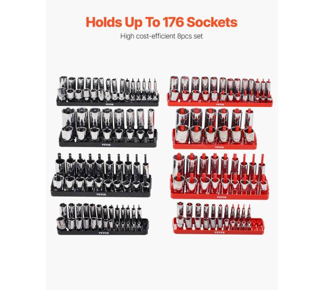 8 dalių lizdų organizatorius, juodas ir raudonas2