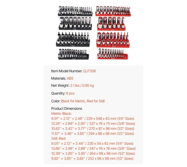 8 dalių lizdų organizatorius, juodas ir raudonas6