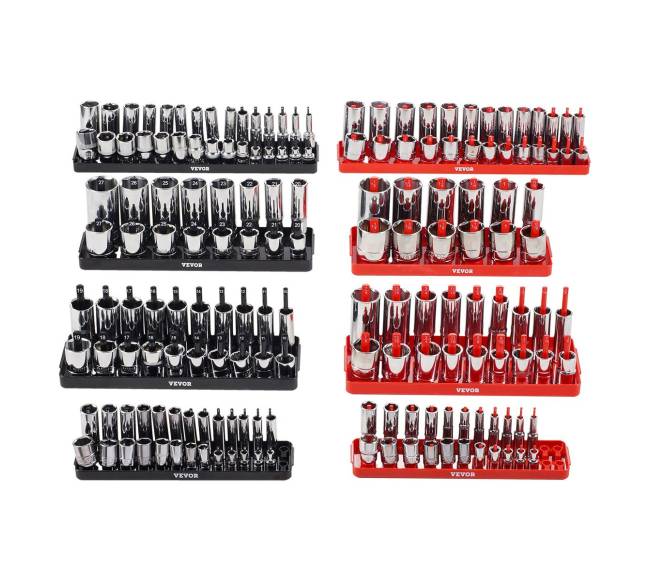 8 dalių lizdų organizatorius, juodas ir raudonas8