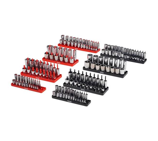 8 dalių lizdų organizatorius, juodas ir raudonas9