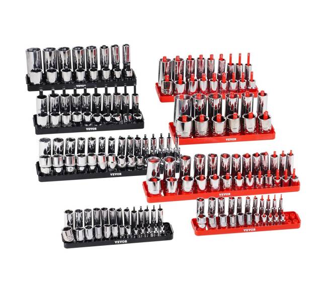 8 dalių lizdų organizatorius, juodas ir raudonas10