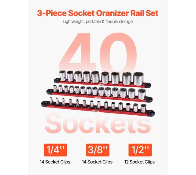 Socketų laikikliai su bėgelių rinkiniu, 3 vnt.1