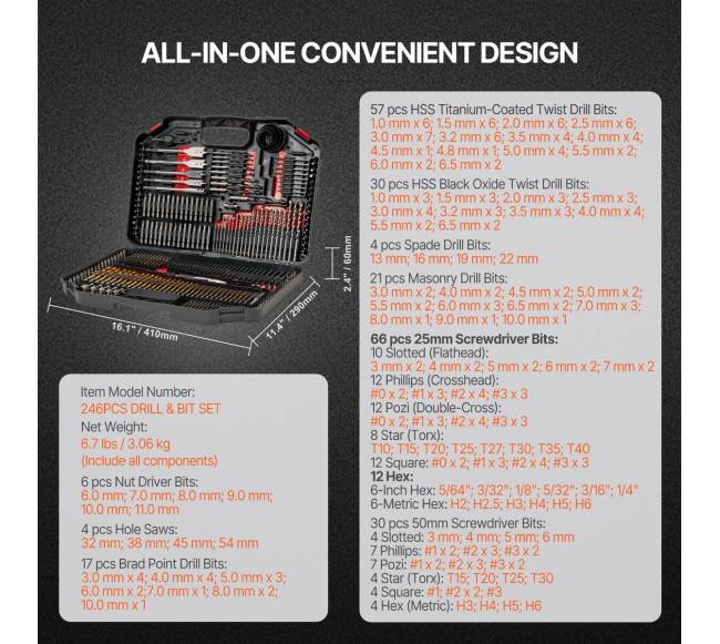 Grąžtų ir atsuktuvų rinkinys su dėklu6