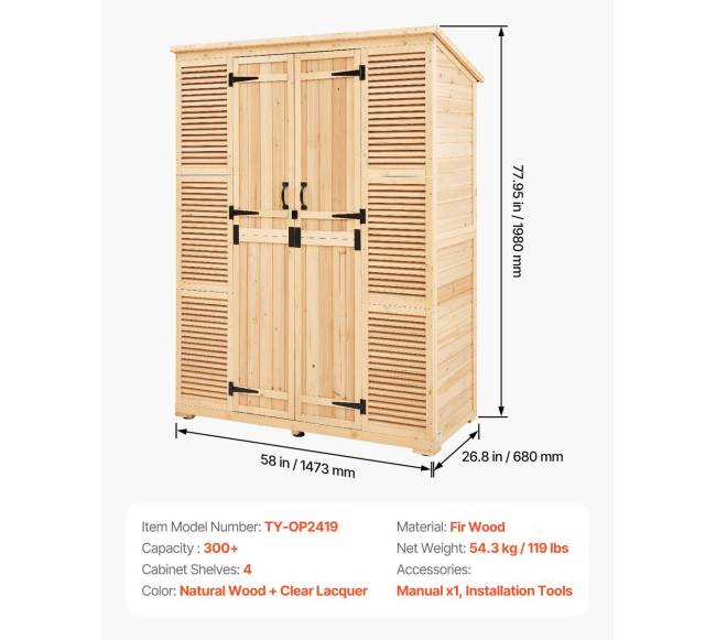 Lauko medinė sandėliavimo dėžė sodo įrankiams6