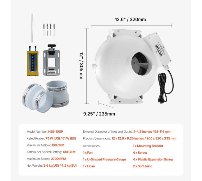 Radono mažinimo ventiliatoriaus sistema 190 CFM6