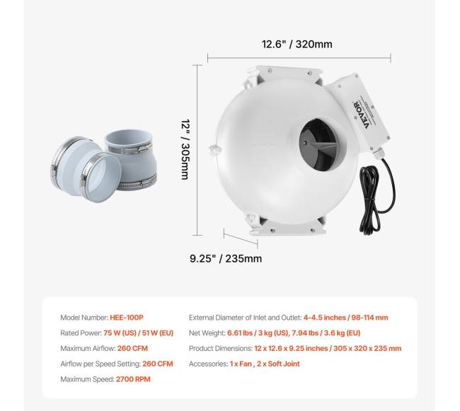 Radono mažinimo ventiliatorius 260 m³h6
