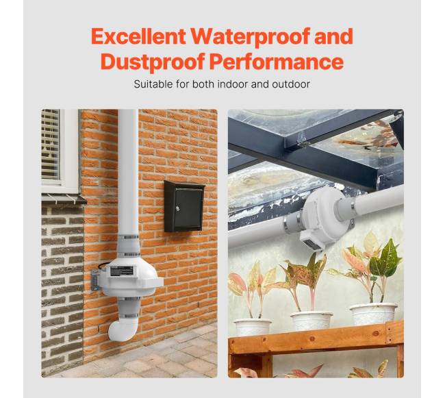 Radono mažinimo ventiliatorius su dėže, tylus 260 m³h3