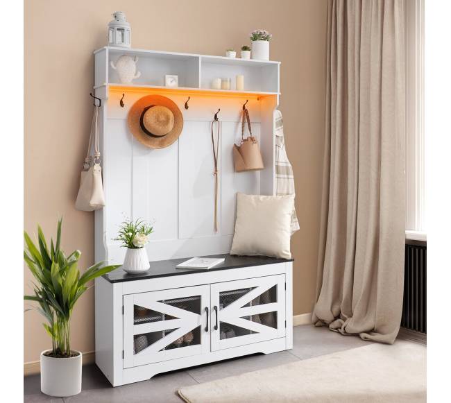 Medinė prieškambario kabyklė su suoliuku7