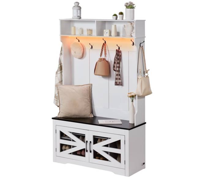 Medinė prieškambario kabyklė su suoliuku8