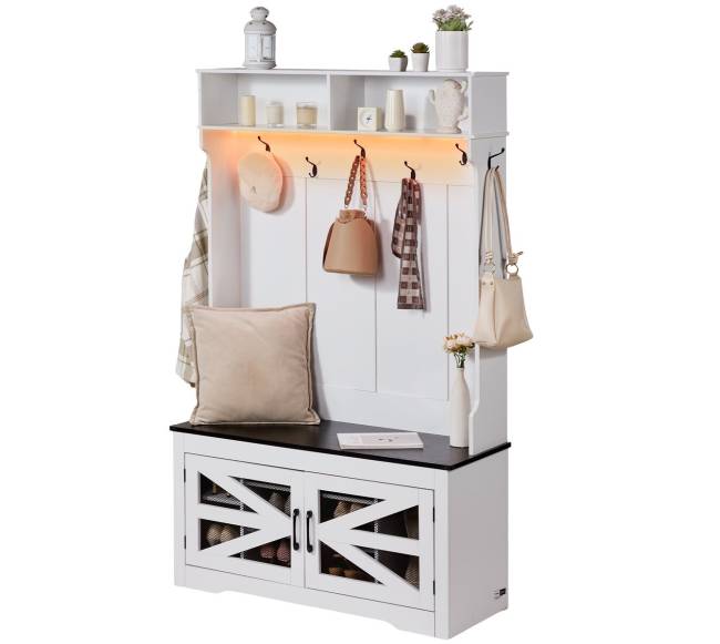 Medinė prieškambario kabyklė su suoliuku10