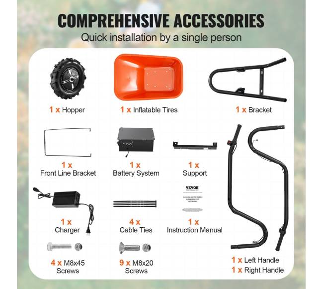 Elektrinė vienaratė karutė, 150 kg5