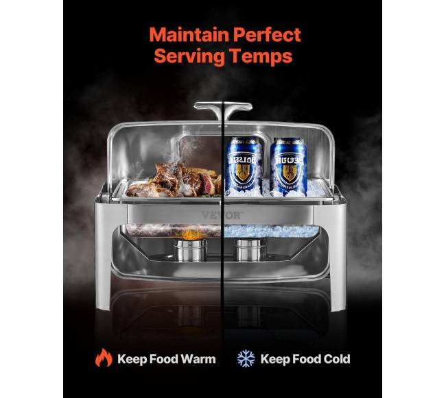 Stačiakampis chafing indas 9 l su pusės talpos indeliais3