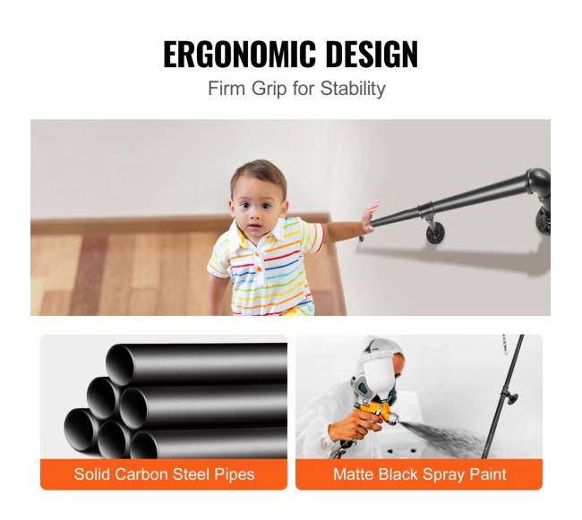 Laiptų turėklas iš plieninio vamzdžio, 1.8 m4