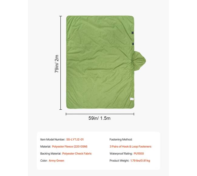 Dėvima žygio antklodė 2 m x 1,5 m5