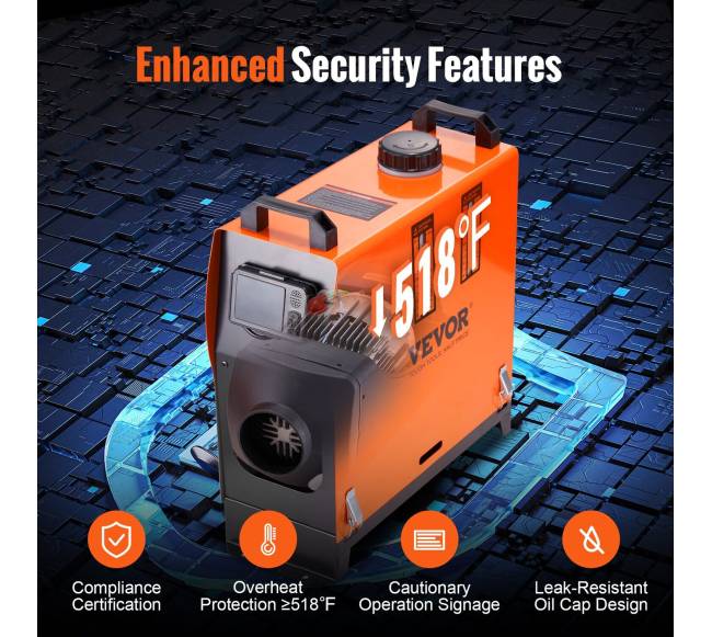 Dieselinis oro šildytuvas automobiliams ir RV, 12V 8KW su Bluetooth4