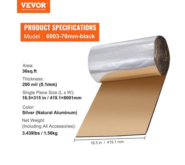 Automobilio garso izoliacijos kilimėlis 200 mil 3.3 kv.m6