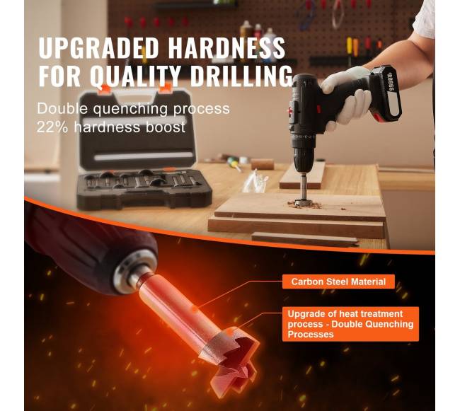 Forstner grąžtų rinkinys, 16 vnt., anglinis plienas2