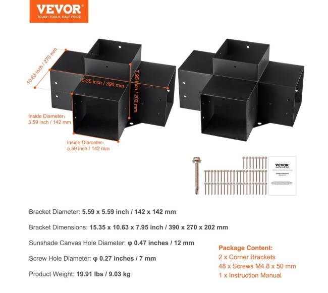 Pergolos laikiklių komplektas 6x6 coliai6