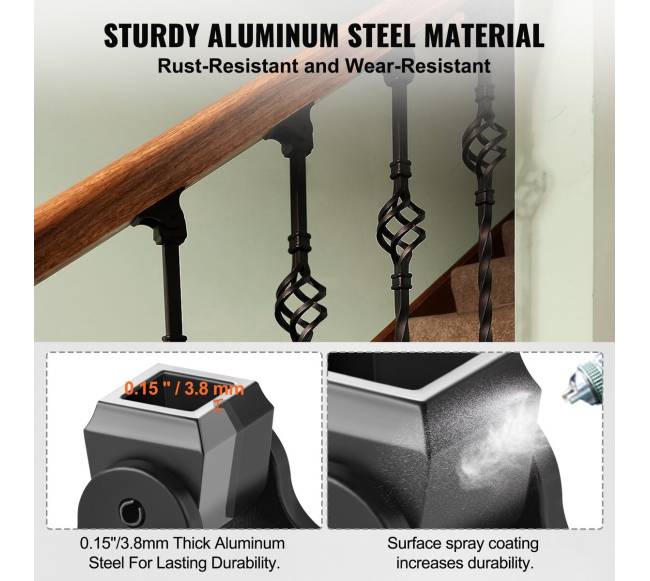 Juodos spalvos aliuminio turėklų bateliai laiptams3