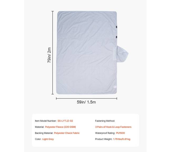 Nešiojama šilta lauko antklodė 2 m x 1.5 m5