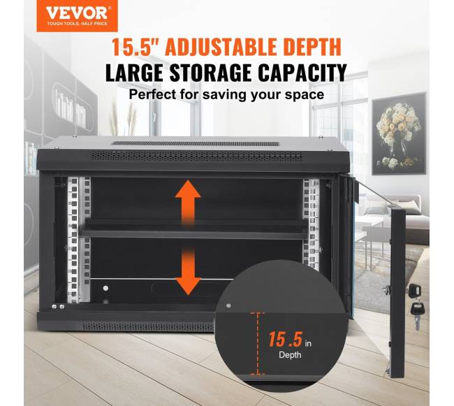 6U sieninė serverių spinta su užraktu1