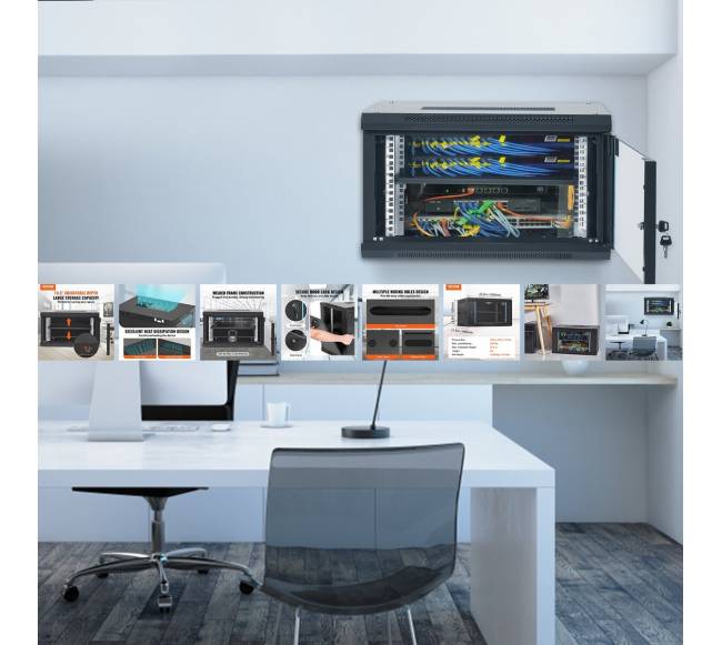 6U sieninė serverių spinta su užraktu7