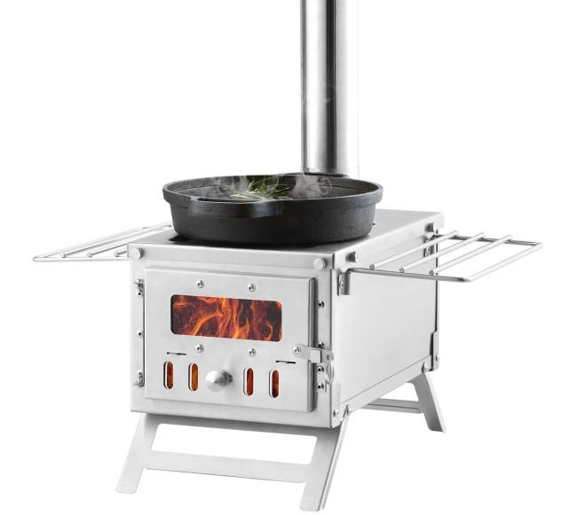 Nerūdijančio plieno kempingo krosnelė su vamzdžiais0