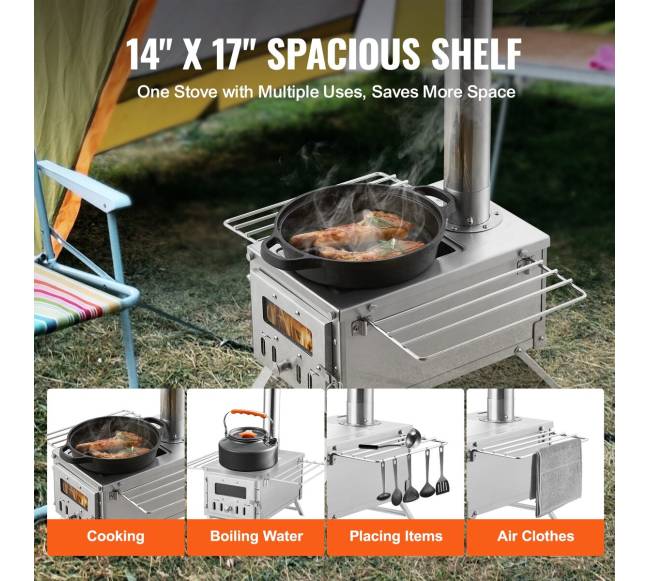 Nerūdijančio plieno kempingo krosnelė su vamzdžiais2
