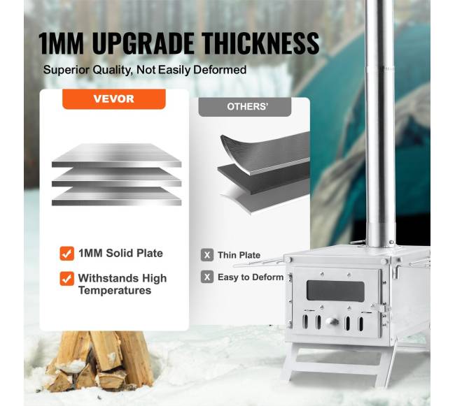 Nerūdijančio plieno kempingo krosnelė su vamzdžiais4